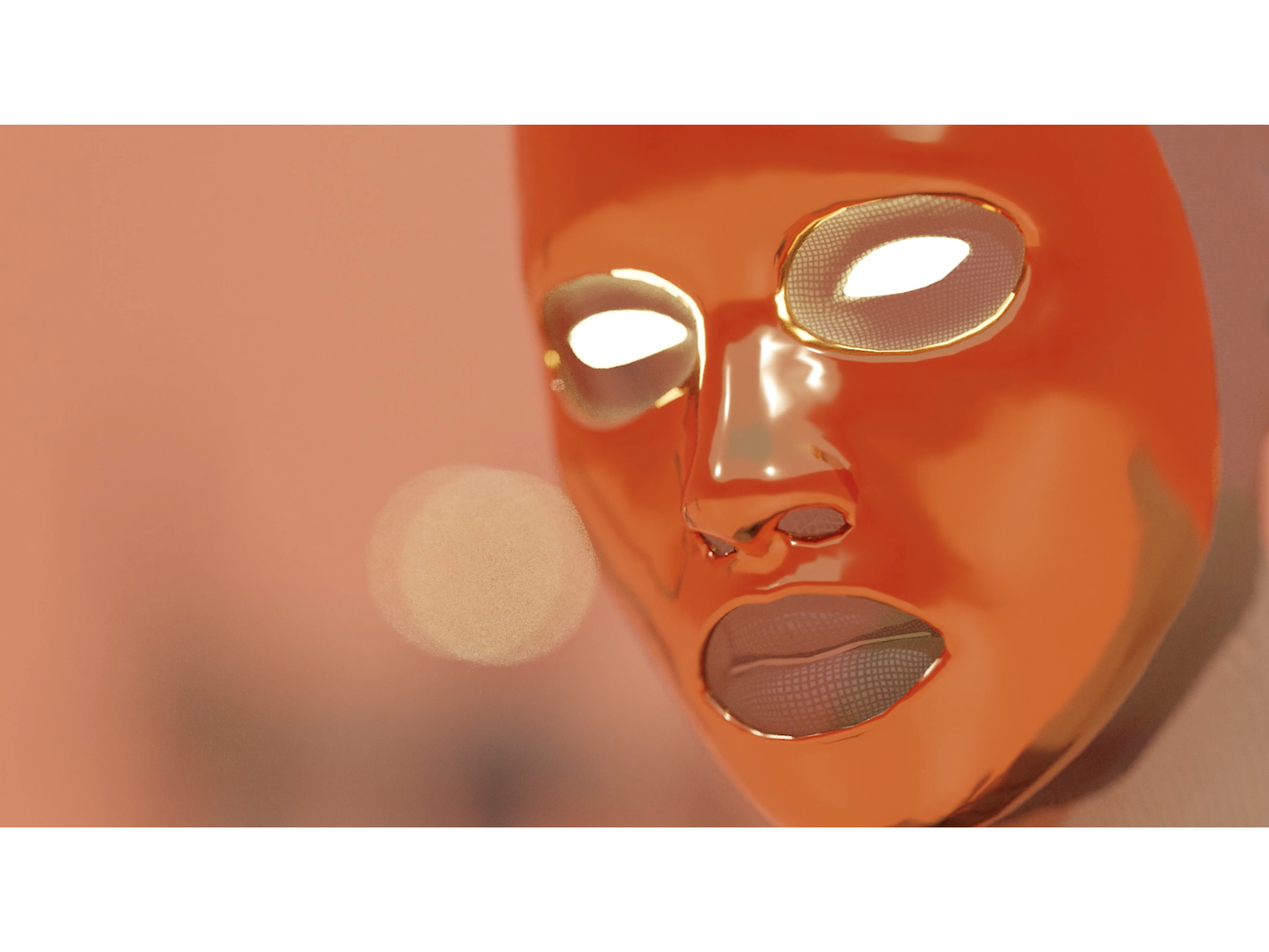 Screenshot aus dem Motion Design Projekt »Freiraum« - goldene Gesichtsmaske