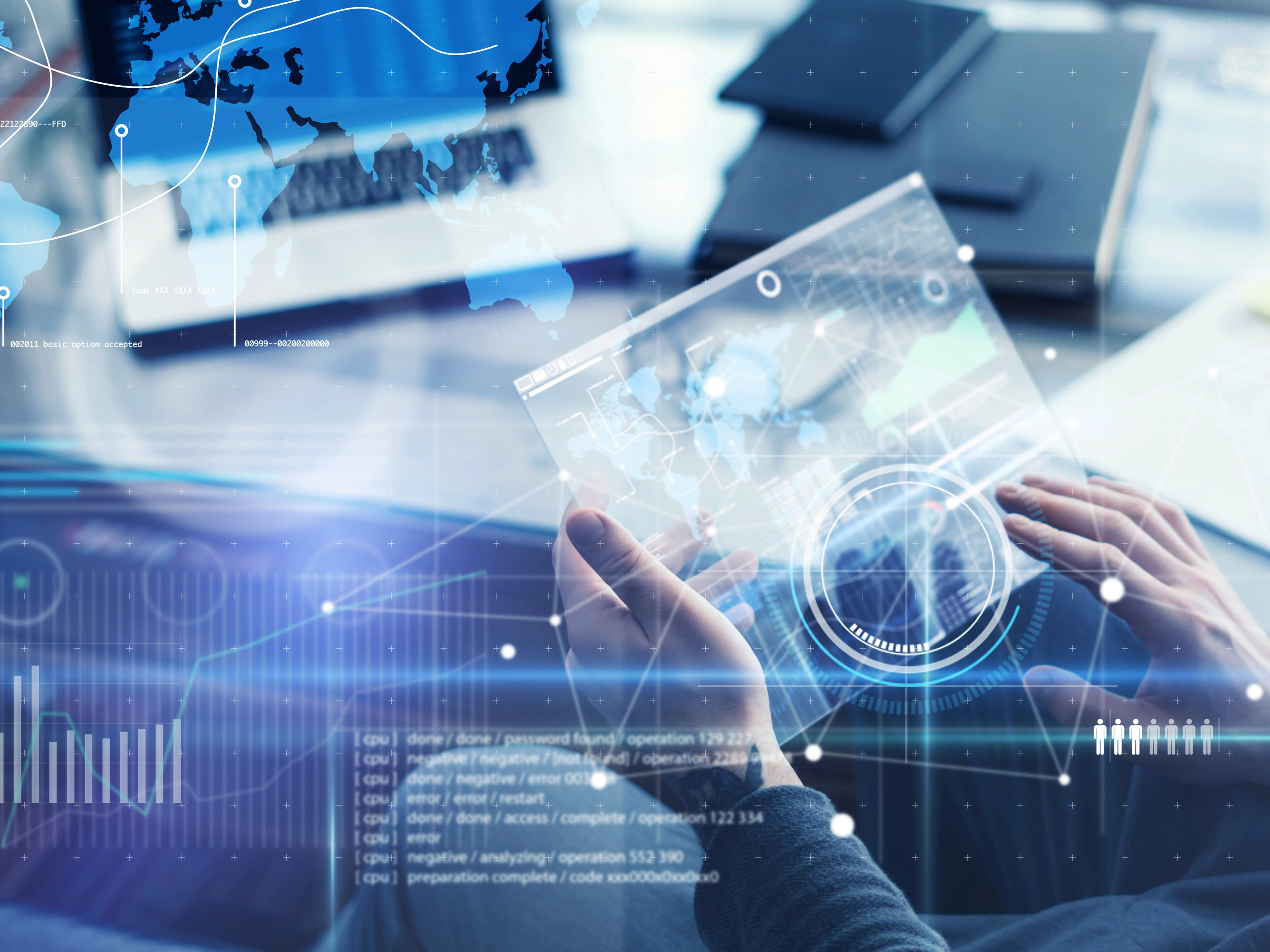 Futuristische Arbeitsumgebung im Digital Business Management