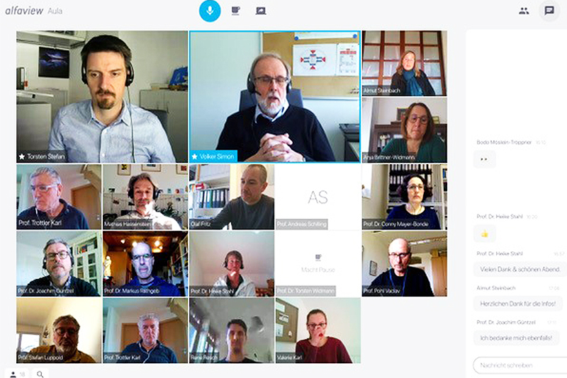 Sceenshot Meeting der Professoren über alfaview