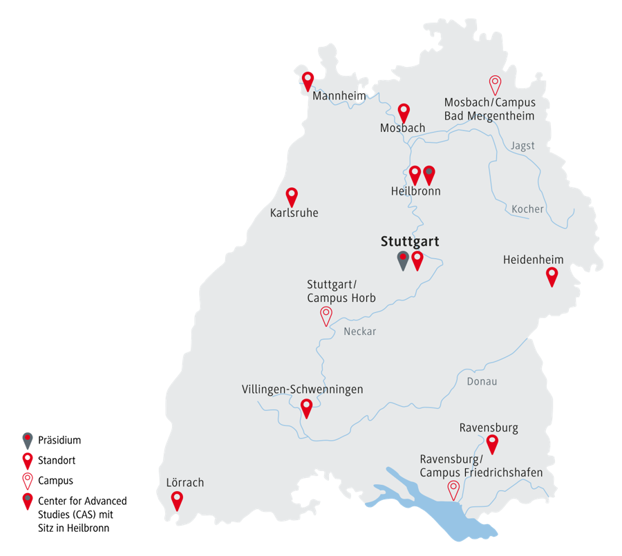 Baden-Württemberg Karte mit DHBW Standorten