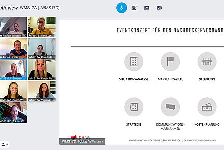 Screenshot Meeting von MKE-Studierenden über alfaview