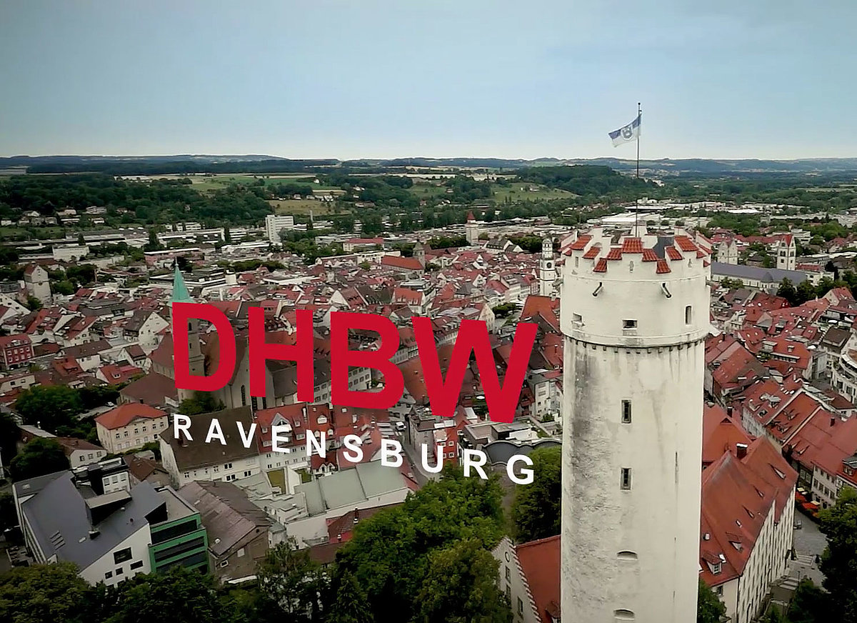 Screenshot aus dem DHBW-Imagefilm, mit Mehlsack und DHBW-Logo