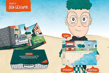 Werbeplakat für den Detektivkoffer Ben Leschnik